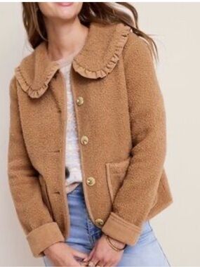 Teddy Button-Up Jacket in Camel